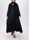Black Pull Over Abaya - 0120-P-Big Flair Hijabulhareem
