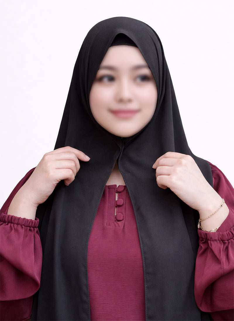 Instant Georgette Magnet Hijab - Black