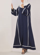 Blue Nida White Stripe Abaya - 0116-R-1010 Hijabulhareem