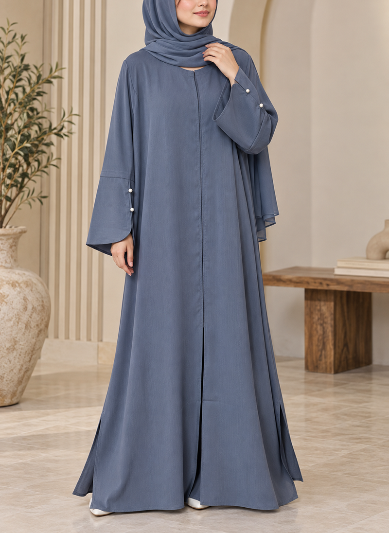 Arabis Elora Front Open Abaya | Zoom Nida | 0121-R-A652