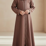 Chocolate Brown Front Open Nida Abaya Hijabulhareem