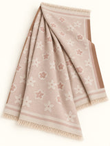 Elegant Floral Wool Winter Scarf – Dusty Pink