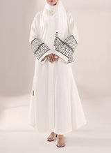 Ethereal White – Nida Embroidery Abaya | 0116-E-1103 Hijab-ul-hareem