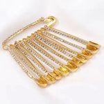 Golden Safety Pins Diamond Stone Hijabulhareem