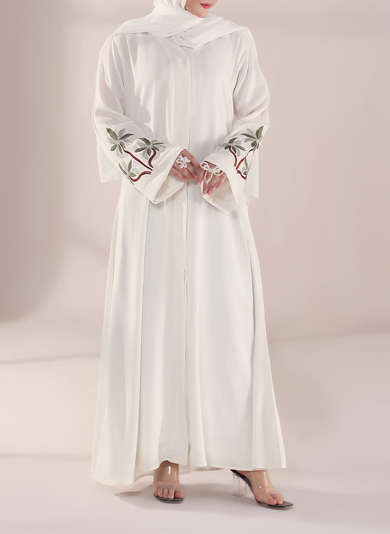 Graceful Leaf Embroidery Abaya | 0116-E-1111 Hijab-ul-hareem