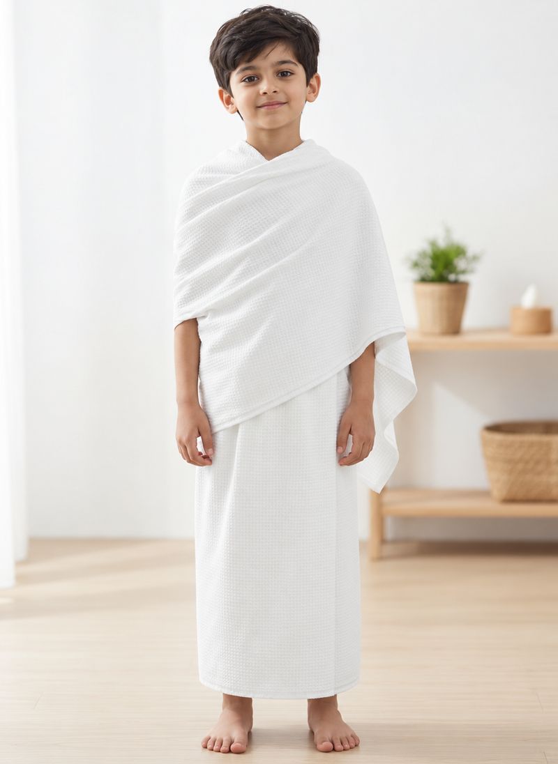 Kids’ Ahraam | Platinum Tissue – White