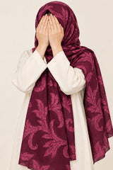 MaroonFloralTurkishLawnScarf1 Hijabulhareem