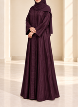 Mulberry Zari Stripe Front Open Abaya | 0116-PR-1223