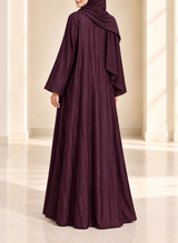 Mulberry Zari Stripe Front Open Abaya | 0116-PR-1223