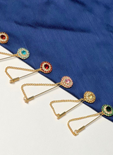 Multi Color Stone Golden Chain Pins Hijabulhareem