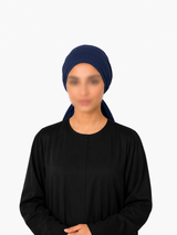 NavyBluePlainTieBonnetCapforHijabs1 - Hijab Ul Hareem