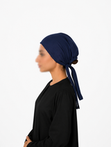 NavyBluePlainTieBonnetCapforHijabs2 - Hijab Ul Hareem
