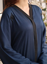 Front Open Handwork Abaya Teal Cascade 0116-J-776 Hijab-ul-hareem