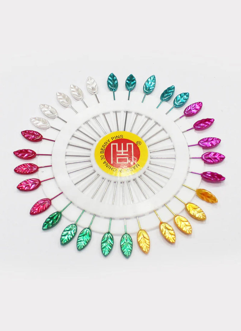 Ring Pins Big 30 Pcs Pkt Multi Color Leaf Shaped Hijabulhareem