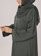 Stone Grey Thread Work Nida Abaya - 0116-R-1006 Hijabulhareem