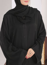 Stone Work Front Open Black Abaya - 0116-RC-1020 Hijabulhareem