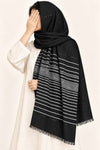Turkish Lawn Scarf – Black & White Stripes