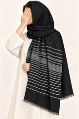 Turkish Lawn Scarf – Black & White Stripes