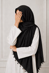 Turkish Textured Lawn Hijab – Black