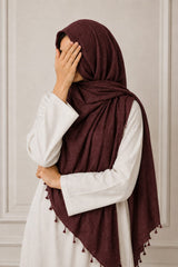 TurkishTexturedLawnHijab_ChocolateCherry - Hijab Ul Hareem