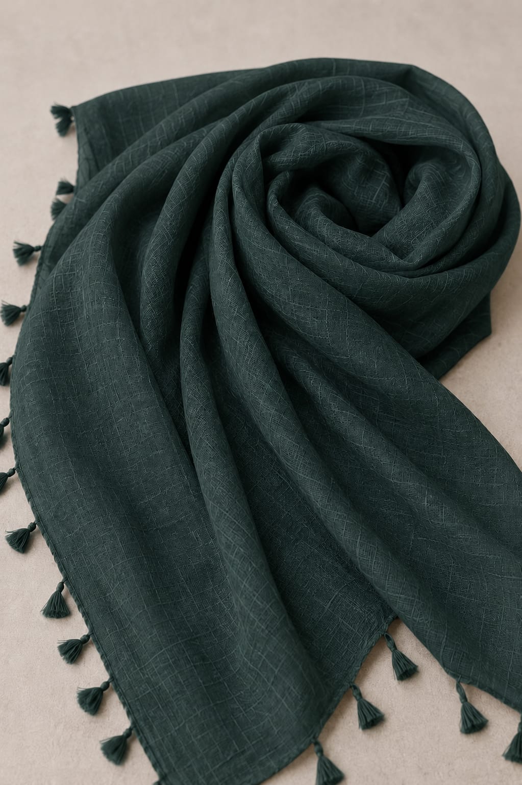 TurkishTexturedLawnHijab_DarkGreen - Hijab Ul Hareem