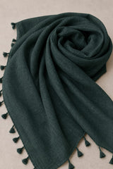 TurkishTexturedLawnHijab_DarkGreen - Hijab Ul Hareem