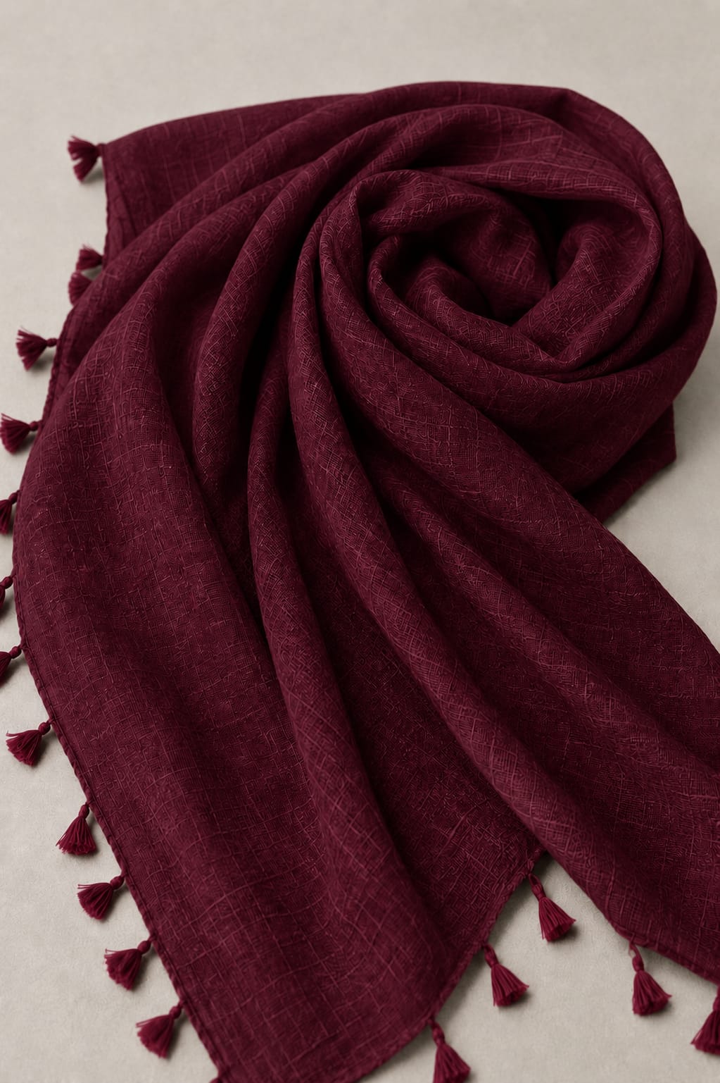 Turkish Textured Lawn Hijab – Maroon