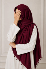 Turkish Textured Lawn Hijab – Maroon