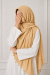 TurkishTexturedLawnHijab_Mustard - Hijab ul Hareem