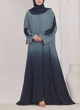 Two Tone Navy Blue Gradient Abaya - 0121-R-1014 Hijabulhareem