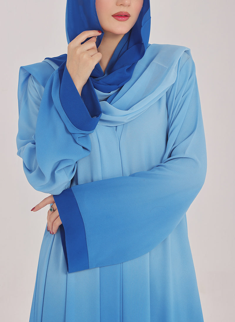 Two Tone Blue Gradient Abaya - 0116-PR-1015 Hijabulhareem Two Tone Blue Gradient Abaya - 0116-PR-1015 Hijabulhareem