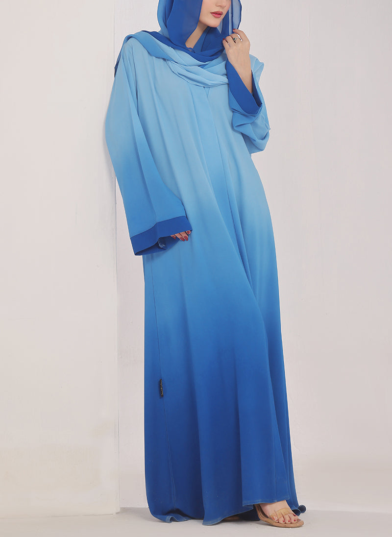 Two Tone Blue Gradient Abaya - 0116-PR-1015