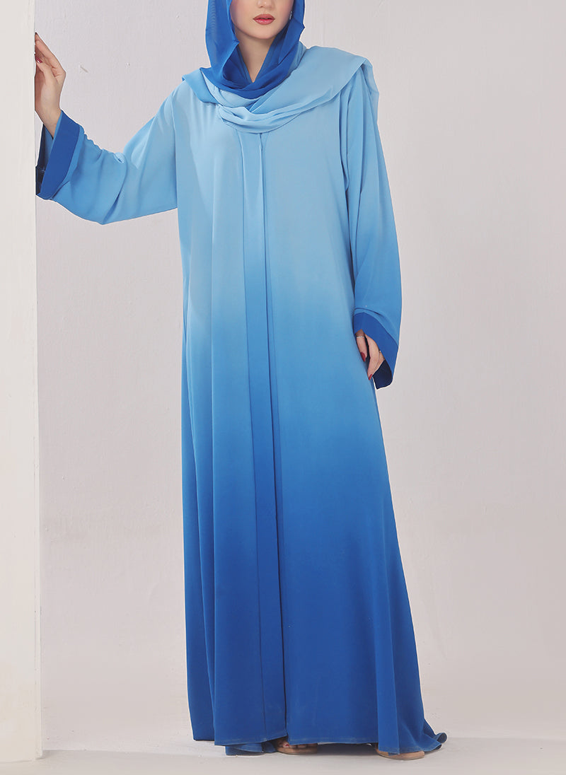 Two Tone Blue Gradient Abaya - 0116-PR-1015 Hijabulhareem Two Tone Blue Gradient Abaya - 0116-PR-1015 Hijabulhareem