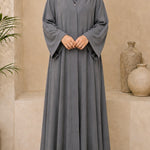 Classic Elegance Gray Front Open Kids Abaya | Hijabulhareem