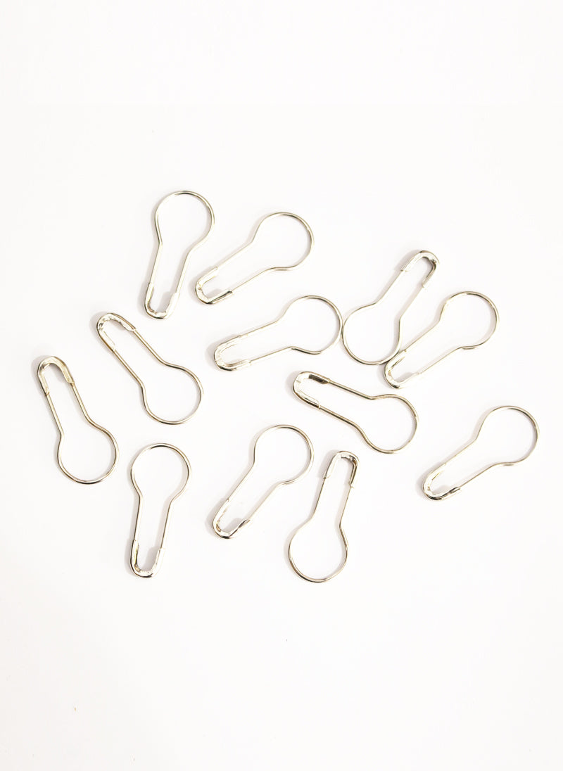Coil Less Safety Pins for Scarf / Hijab Silver 12 in 1
