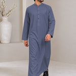 Men's Gray jubba thobe - full-length walking view