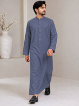 Men's Gray jubba thobe - full-length walking view