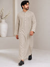Men's Light Beige jubba thobe - full-length walking view