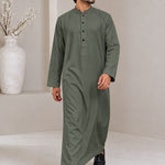 Men's Light Green jubba thobe - full-length walking view