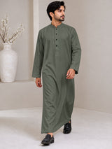 Men's Light Green jubba thobe - full-length walking view