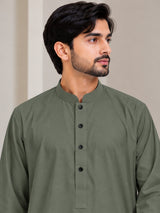 Men's Light Green jubba thobe - collar and button detail