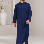 Men's Navy Blue jubba thobe - full-length walking view