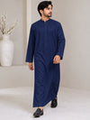 Men's Navy Blue jubba thobe - full-length walking view
