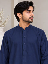 Men's Navy Blue jubba thobe - collar and button detail