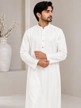 Men's Off White jubba thobe - sleeve and cuff view