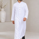 Men's White jubba thobe - full-length walking view