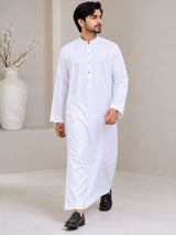 Men's White jubba thobe - full-length walking view