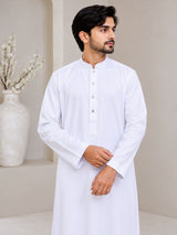 Men's White jubba thobe - sleeve and cuff view