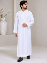Men's White jubba thobe - standing view