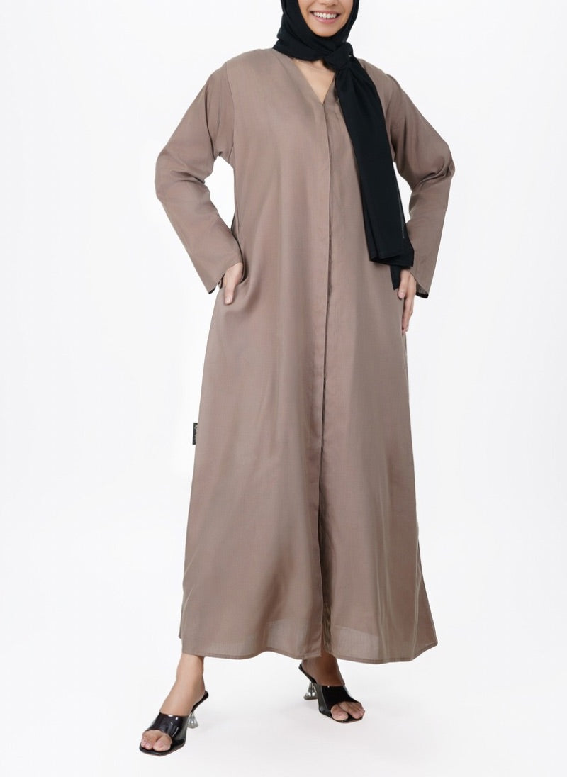 Light Brown Plain Washing Wear Abaya - 0116-P-SF